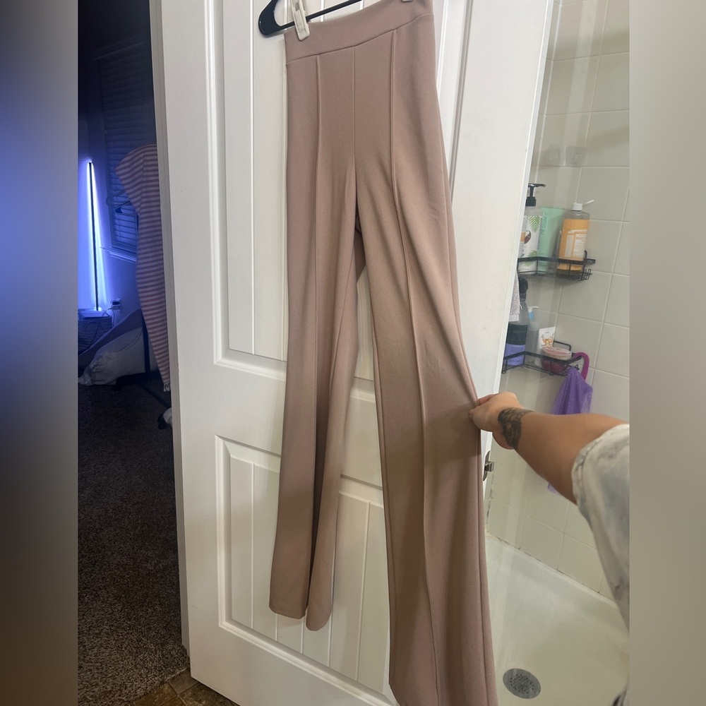 Fashion Nova Tan Flare Pants